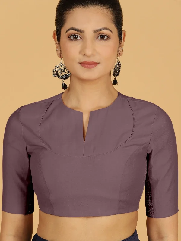 Karishma x Rozaana | Elbow Sleeves Saree Blouse in Purple Mauve