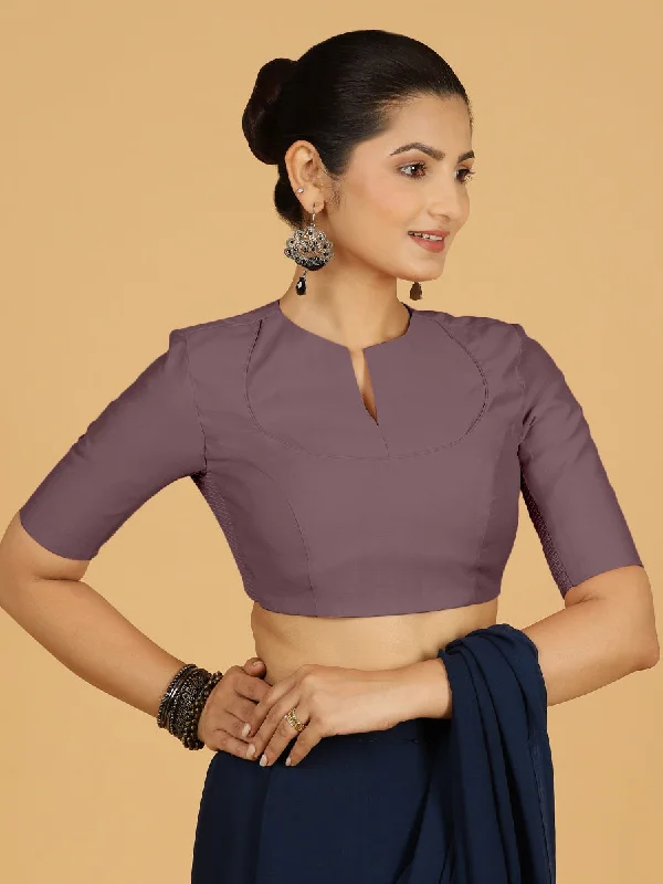 Karishma x Rozaana | Elbow Sleeves Saree Blouse in Purple Mauve