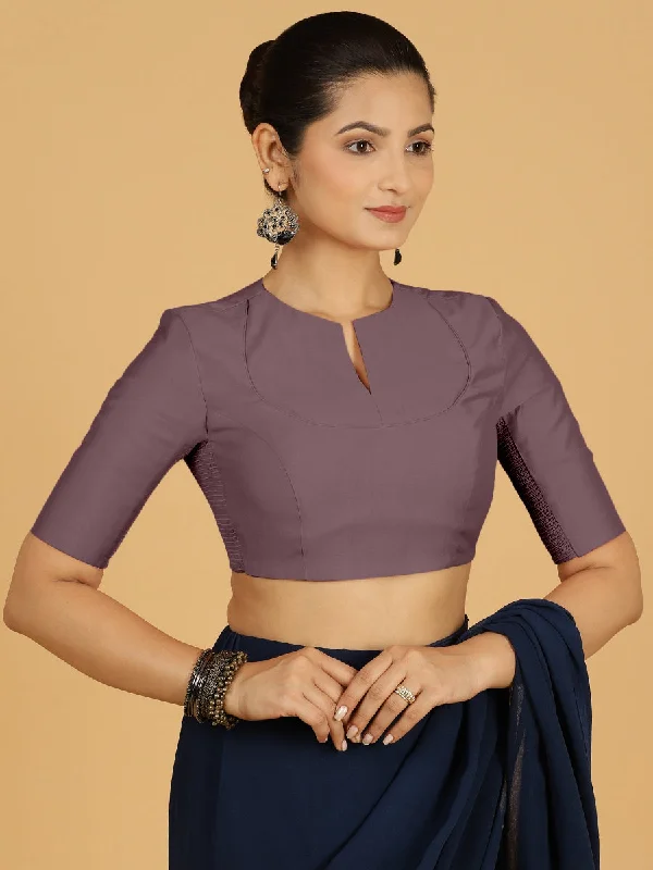 Karishma x Rozaana | Elbow Sleeves Saree Blouse in Purple Mauve