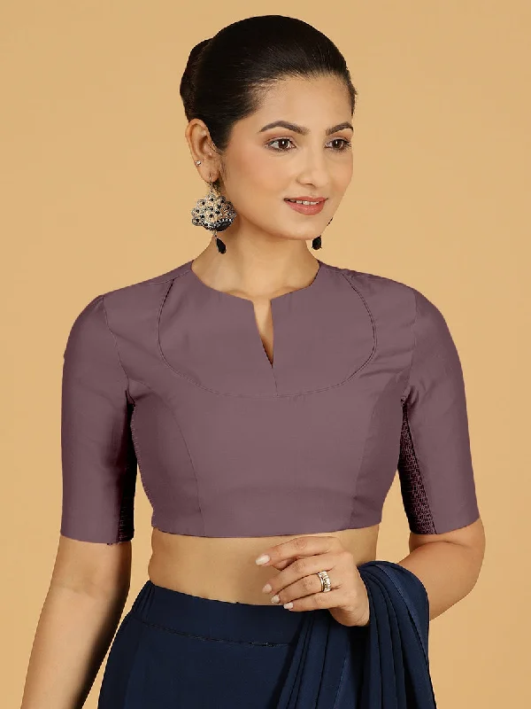 Karishma x Rozaana | Elbow Sleeves Saree Blouse in Purple Mauve