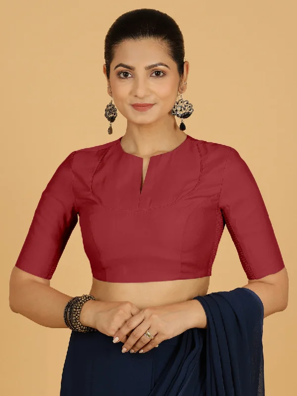 Karishma x Rozaana | Elbow Sleeves Saree Blouse in Scarlet Red