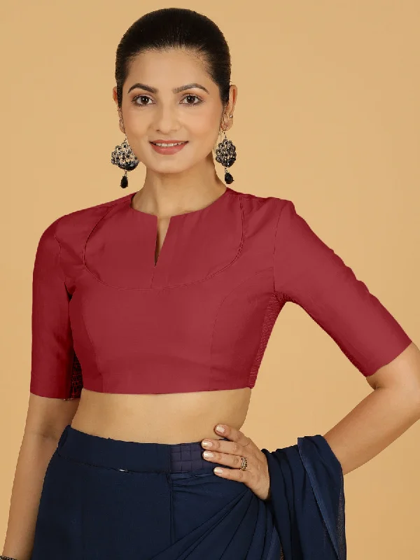 Karishma x Rozaana | Elbow Sleeves Saree Blouse in Scarlet Red