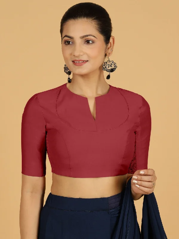 Karishma x Rozaana | Elbow Sleeves Saree Blouse in Scarlet Red