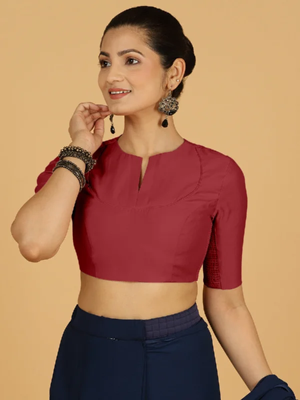 Karishma x Rozaana | Elbow Sleeves Saree Blouse in Scarlet Red