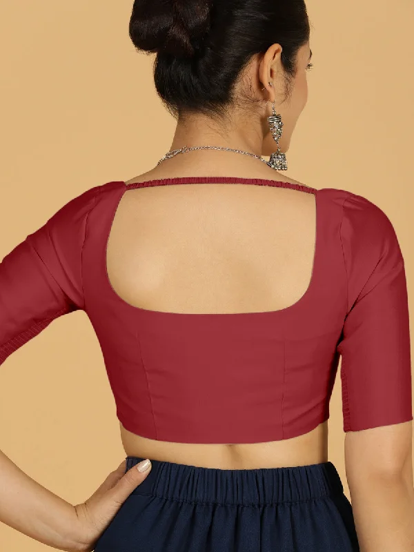 Nidhi x Rozaana | Elbow Sleeves Saree Blouse in Scarlet Red