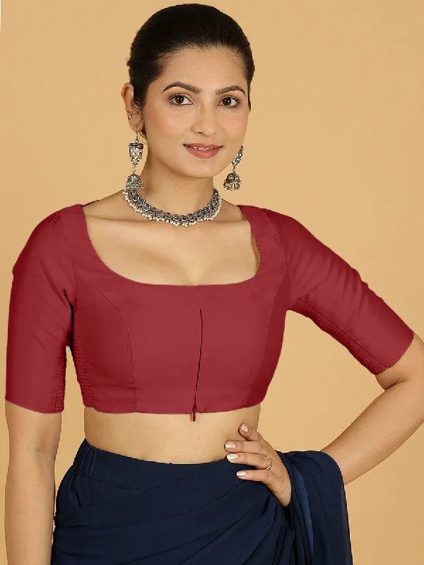 Nidhi x Rozaana | Elbow Sleeves Saree Blouse in Scarlet Red