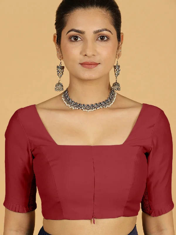 Nihira x Rozaana | Elbow Sleeves Saree Blouse in Scarlet Red