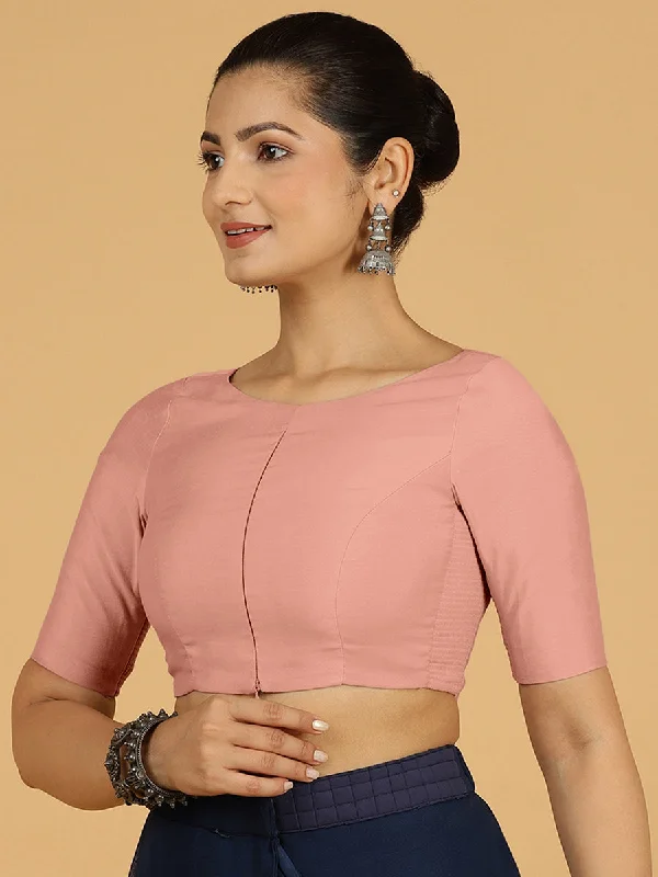 Sushma x Rozaana | Regular Sleeves Saree Blouse in Sea Pink