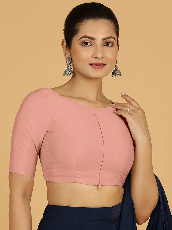 Sushma x Rozaana | Regular Sleeves Saree Blouse in Sea Pink