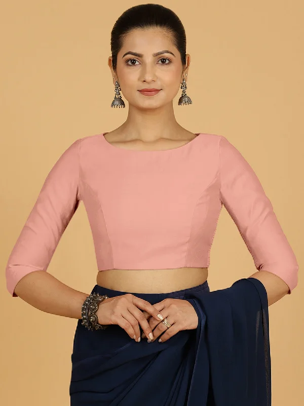 Tamanna x Rozaana | Three Quarter Sleeves Saree Blouse in Sea Pink