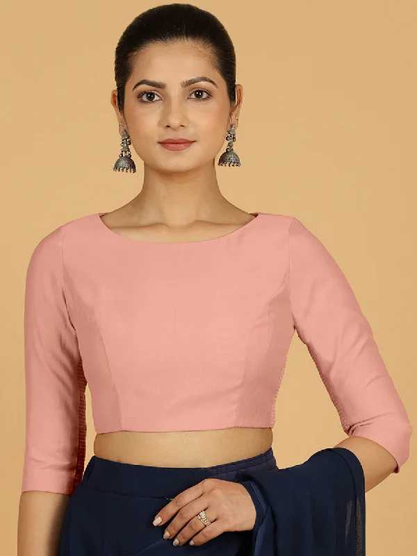 Tamanna x Rozaana | Three Quarter Sleeves Saree Blouse in Sea Pink