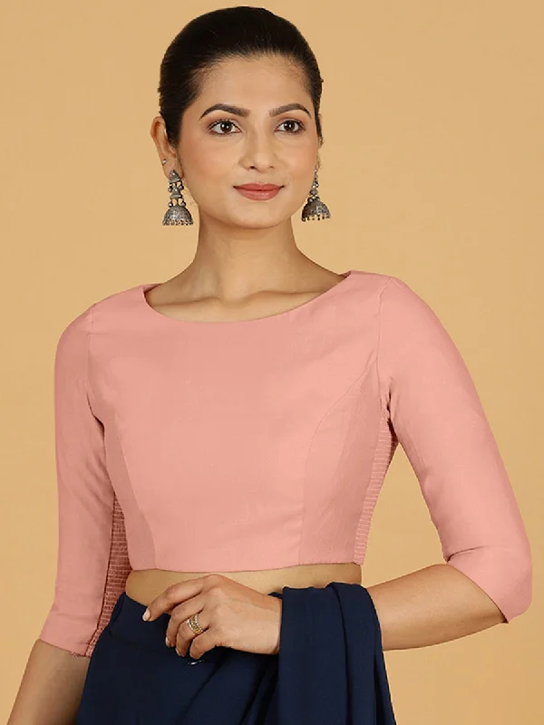 Tamanna x Rozaana | Three Quarter Sleeves Saree Blouse in Sea Pink