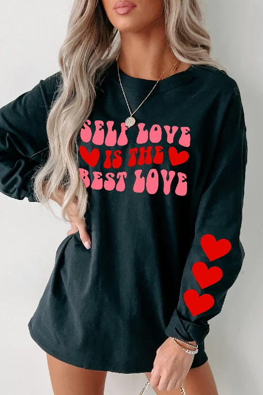 ""Self Love Is The Best Love"" Graphic Multiple Shirt Options (Black) - Print On Demand