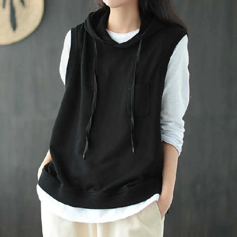 Sleeveless Cotton-Blend Casual Vests