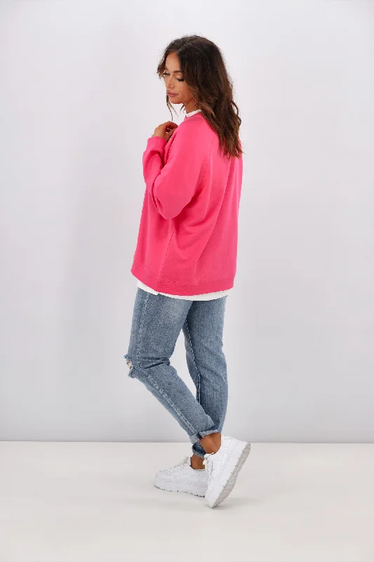 Stella + Gemma Classic Sweater Hot Pink Leopard Heart