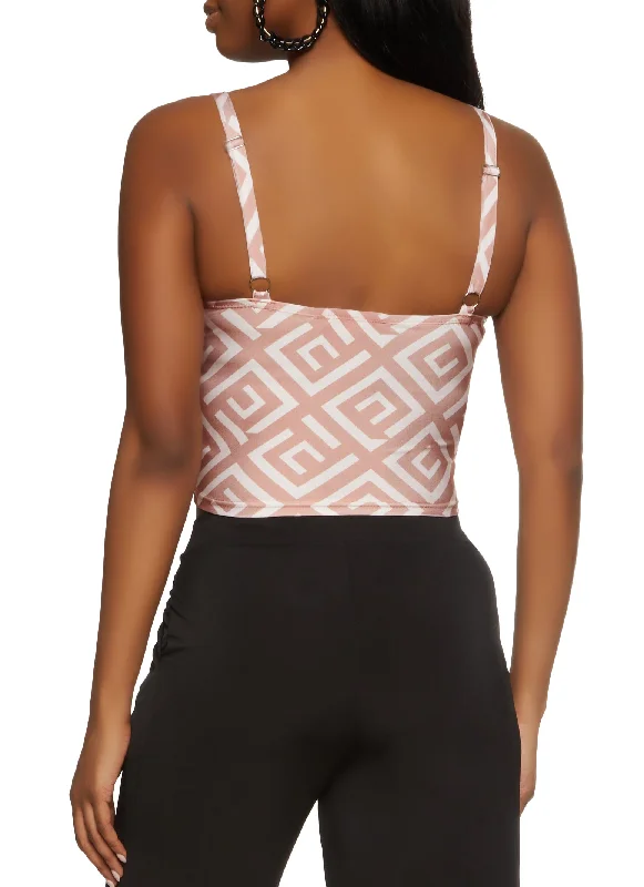 Geo Printed Cropped Bustier Top