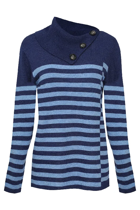 Touch of Wool Stripe Jumper | INDIGO/SKY | 6343ZR