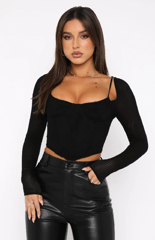 Treat Me Well Long Sleeve Bustier Black