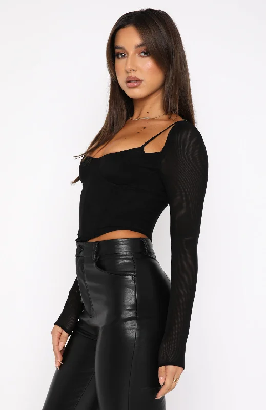 Treat Me Well Long Sleeve Bustier Black