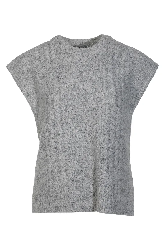 Cable front Knitwear Vest | Snow Marle | 6967ZZ