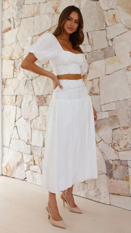 Vivien Top and Maxi Skirt Set - White