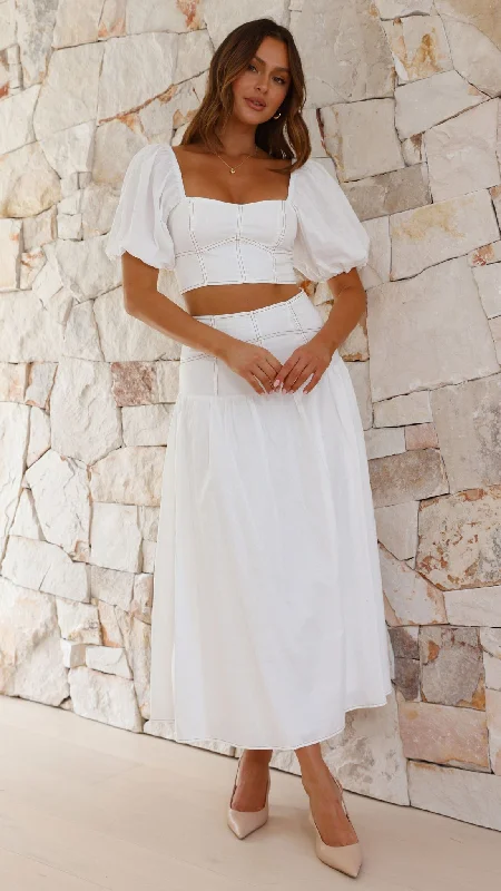 Vivien Top and Maxi Skirt Set - White