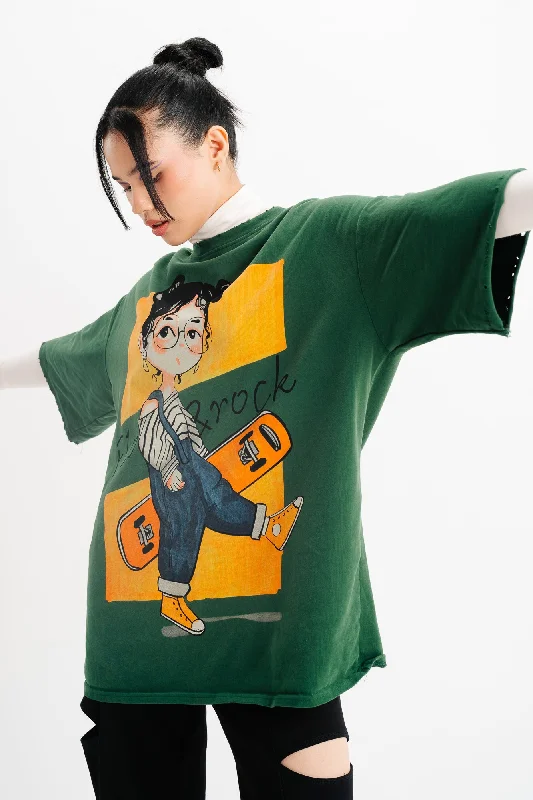 Green Graphic Long Sleeve T-Shirt