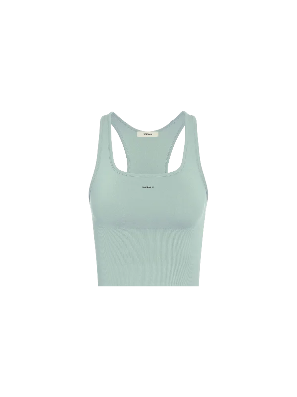 Women's Plant-Stretch Compressive Ribbed Tank Top—Eucalyptus Blue