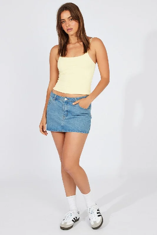 Yellow Singlet Top Round Neck Supersoft