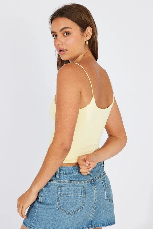 Yellow Singlet Top Round Neck Supersoft