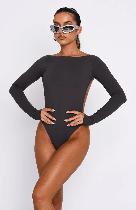 You've Got The Love Long Sleeve Bodysuit Charcoal