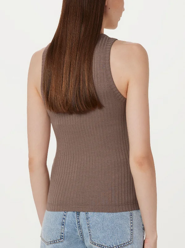 The Ribbed Tank Top in Pink Clay