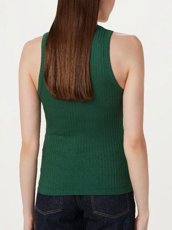 The Ribbed Tank Top in Dark Green