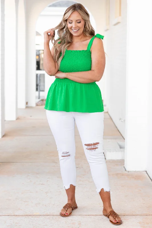 A Little Flirty Tank, Kelly Green