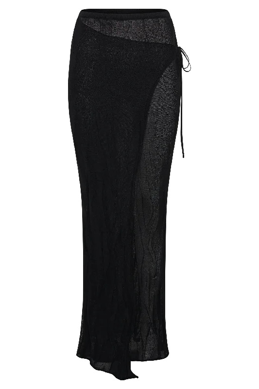 Akari Knit Maxi Skirt - Black