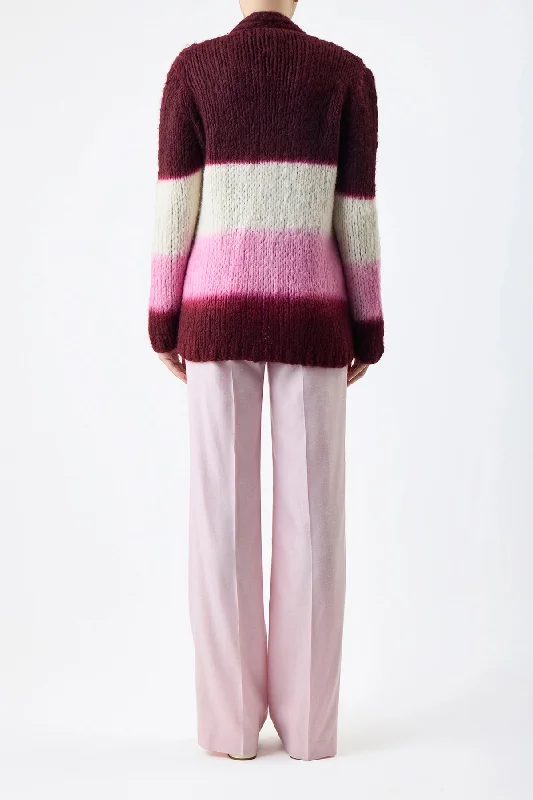 Amelia Knit Cardigan in Dip Dye Bordeaux Multi Welfat Cashmere