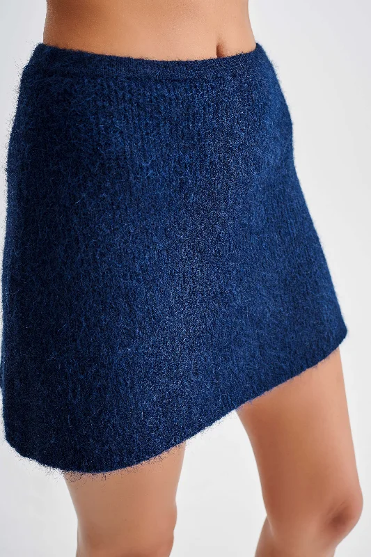 Baxter Fluffy Knit Mini Skirt - Navy