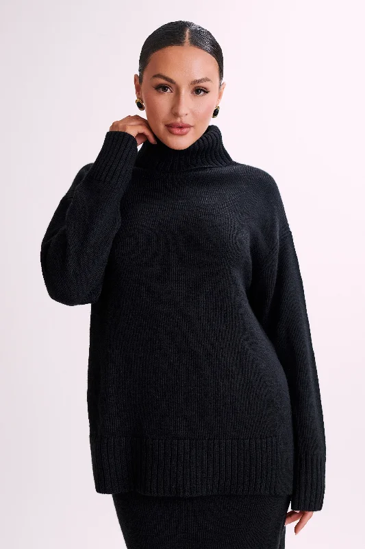 Brittany High Neck Knit Jumper - Black