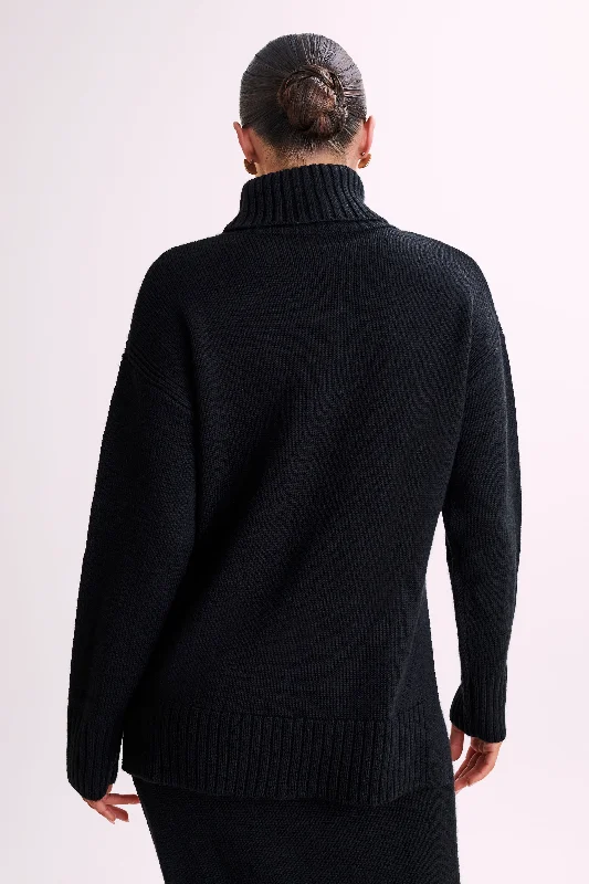 Brittany High Neck Knit Jumper - Black