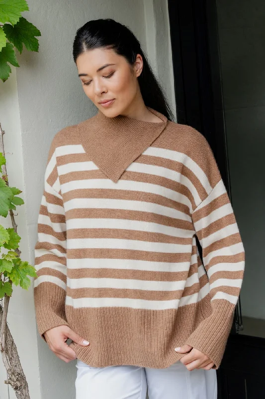 Caitlin Crisp Rupert Knit - Tan Stripe