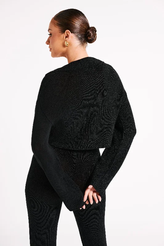 Carlota Collared Knit Jumper - Black