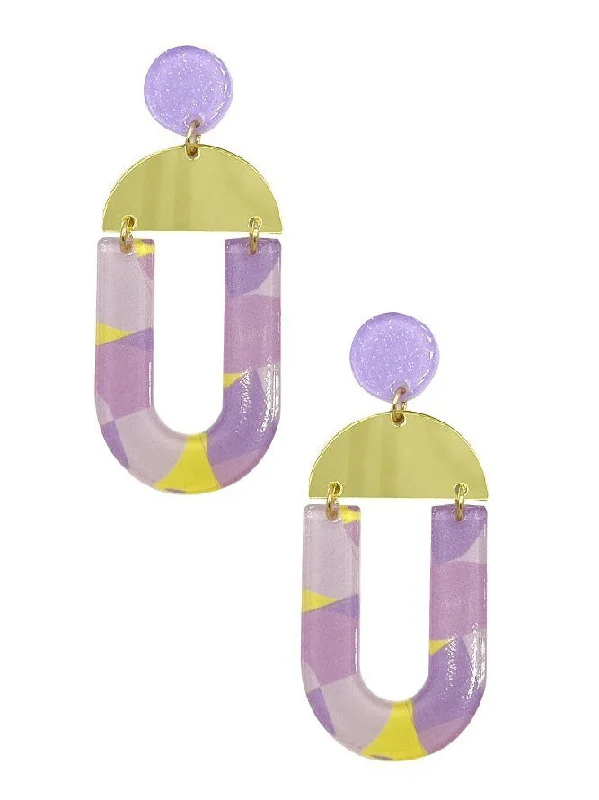 Mixed Color U Drop Acrylic Earring