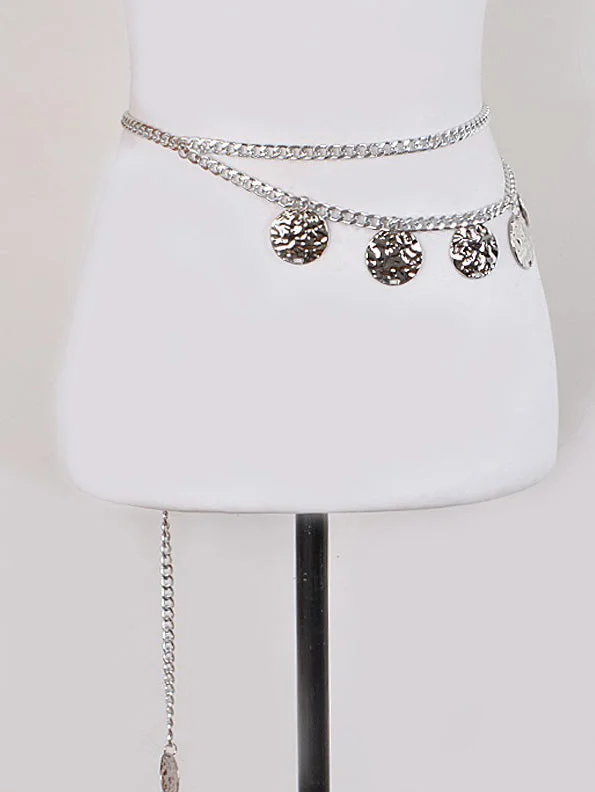 Plus Size Chain Belt with Hammered Discs