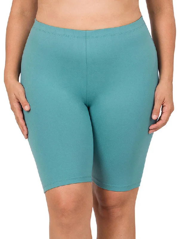 Elany Buttery Soft Plus Size Biker Shorts in Dusty Teal