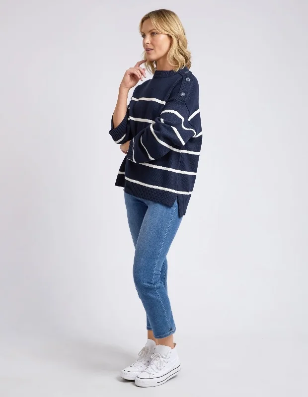 Elm Iris Stripe Knit Navy/ Winter White Stripe