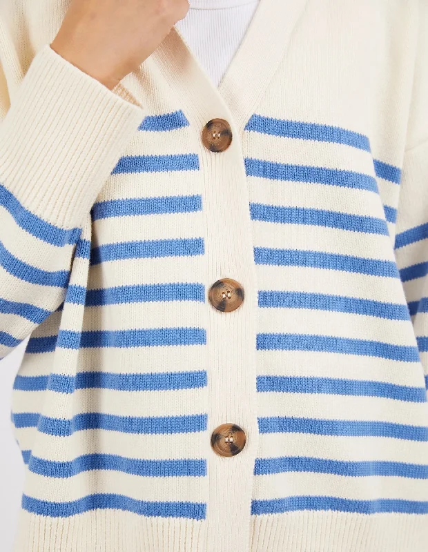 Elm Mabel Stripe Cardi Cerulean Blue Stripe