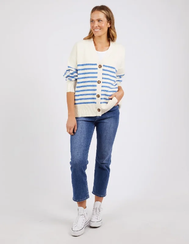 Elm Mabel Stripe Cardi Cerulean Blue Stripe