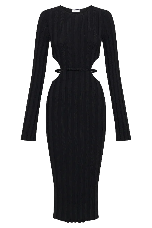 Elodie Knit Midi Dress - Black