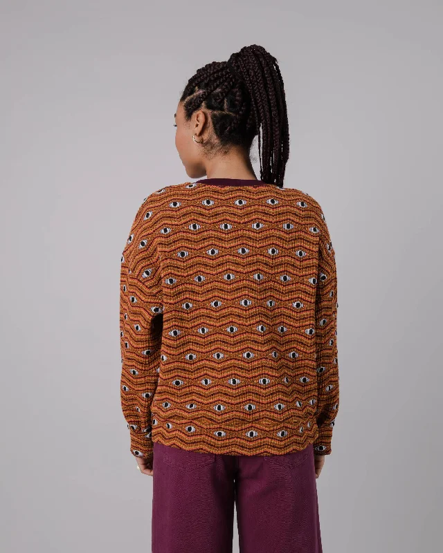 Eyes Jacquard Rounded Sweatshirt Orange