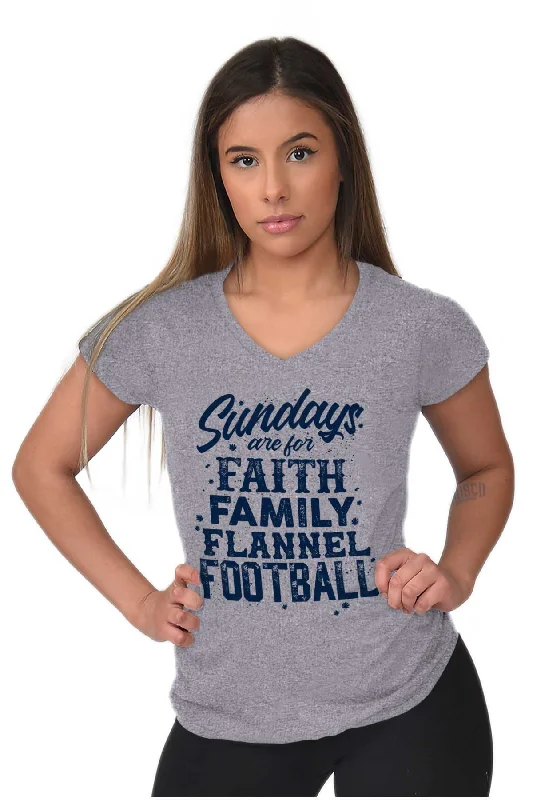 Faith Family Football Junior Fit V-Neck T Shirt